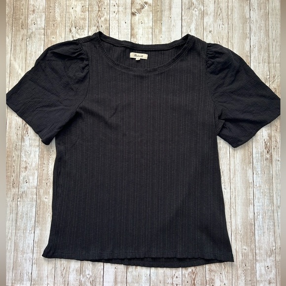 Madewell flutter sleeve Top in black LARGE - Picture 1 of 4